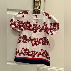 Janie and Jack Red and White Floral Girls Dress